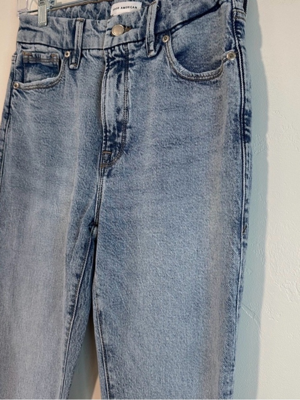 Good American Good Classic Cuffed Jeans High Rise Light Wash 26 - Picture 4 of 7